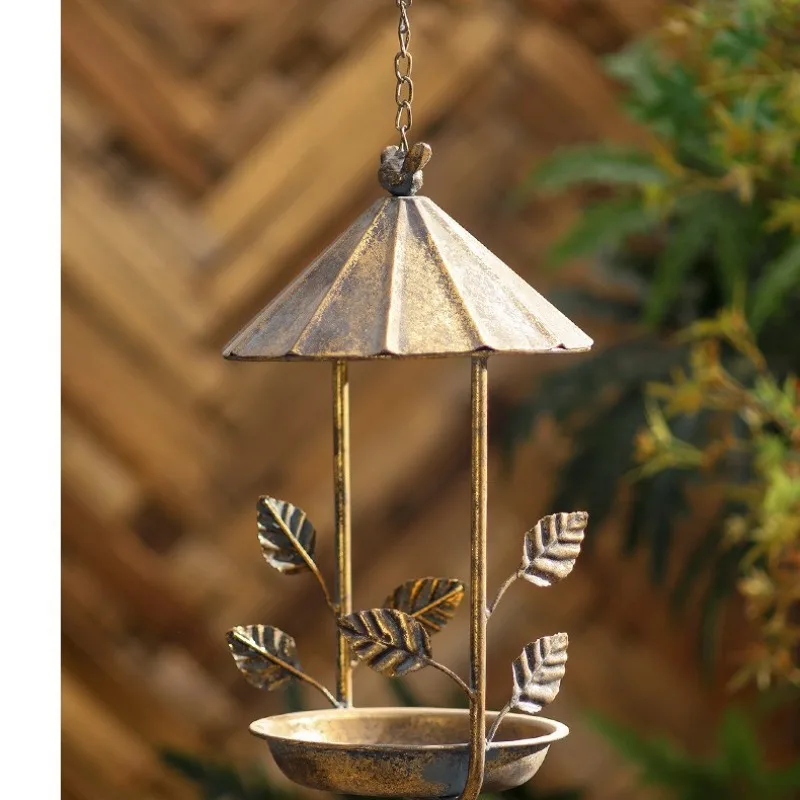 

Retro wrought iron bird feeder Garden outdoor new decorative wrought iron bird feeder European wrought iron
