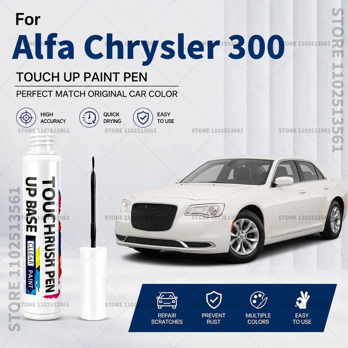 For 2005-2023 Chrysler 300 Car Paint Repair Pen Touch Up Paint Brush Scratch Remover for Deep Scratches Stone Chips and Marks