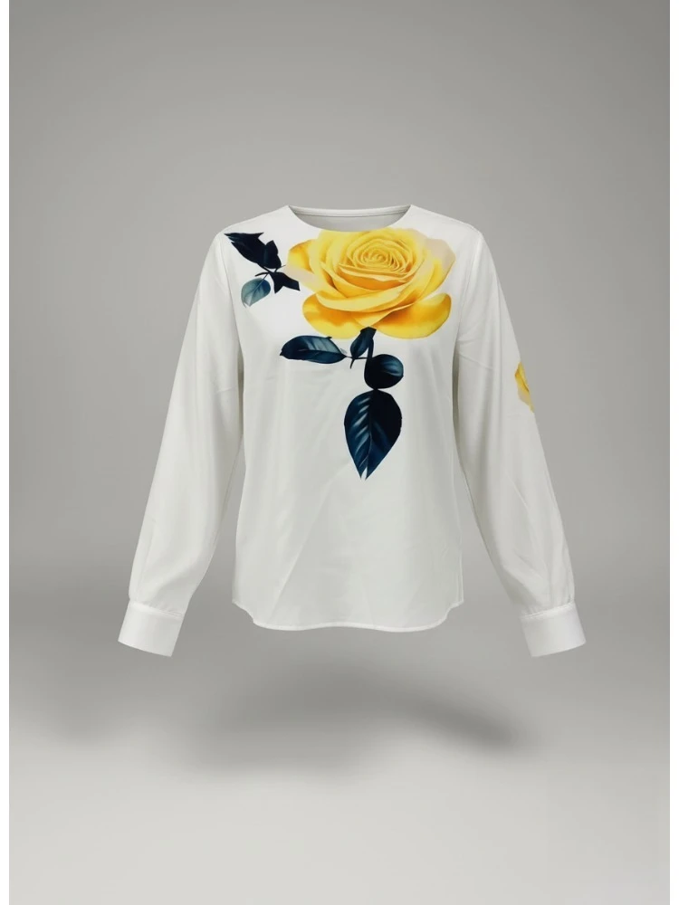 

Женская футболка с длинными рукавами и цветочным принтом Freeacy, свободная повседневная рубашка с круглым вырезом, осенний стильный пуловер на выход, топы