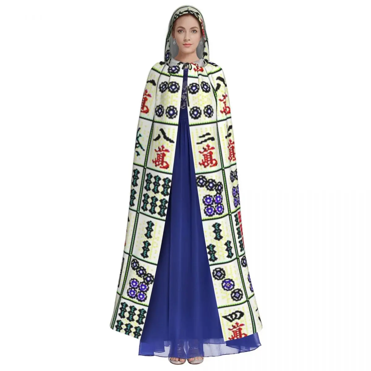 Mahjong Mantello lungo con cappuccio Strega Costume medievale Mantello cosplay HalloweenVampiro Adulto Unisex