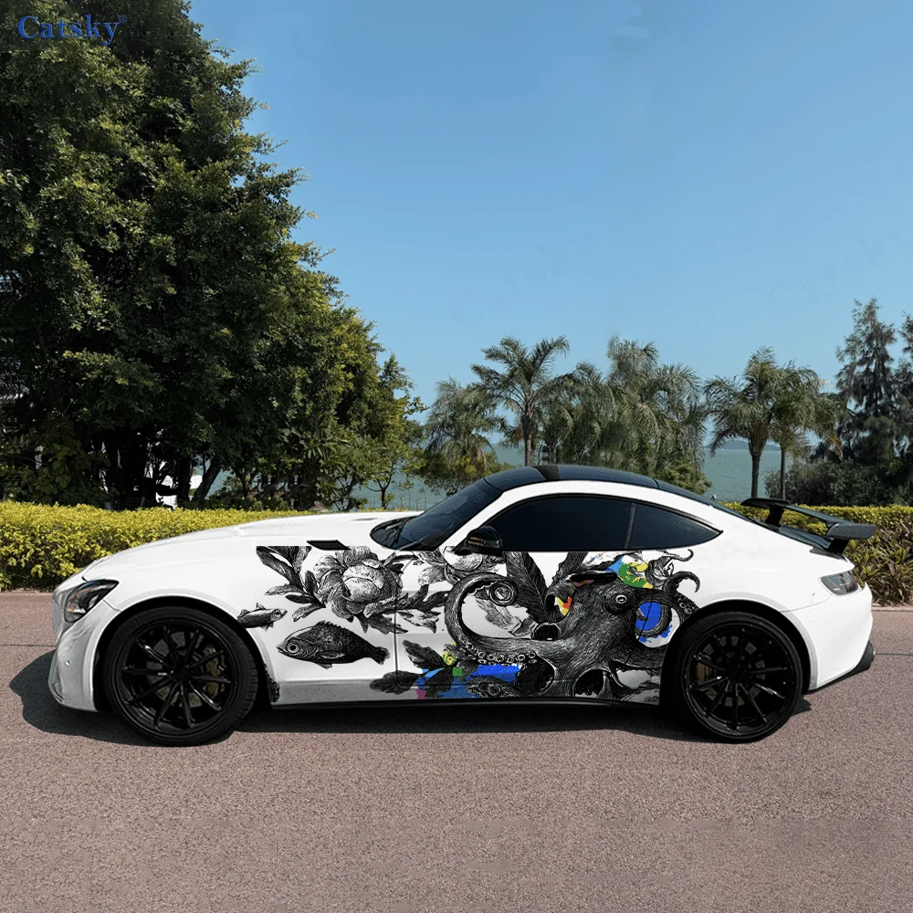 

Octopus Peony Flower Star Car Vinyl Wraps Decal Self-adhesive PVC Sticker Suitable for Trucks SUV Decor Auto Accessories Gift