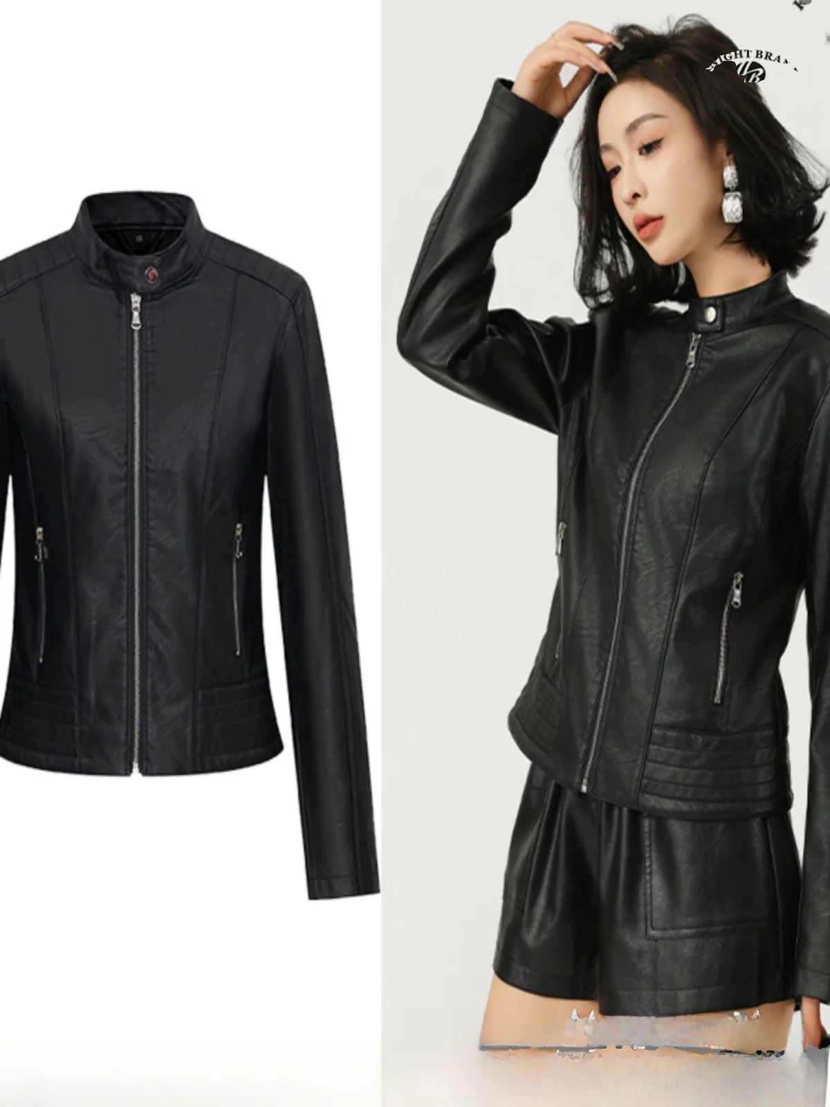 Jaet de cuero Sle para motocicleta para mujer, abrigo Sexy de motociclista de cuero PU con cierre de cremallera larga, abrigo ajustado para ir al trabajo