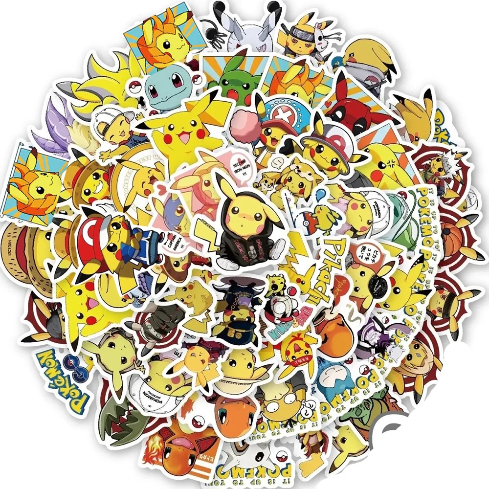 10/30/60/120pcs Anime Pokemon Funny Pikachu Stickers Cute Cartoon Decals Phone Case Skateboard Luggage Graffiti Sticker Kids Toy