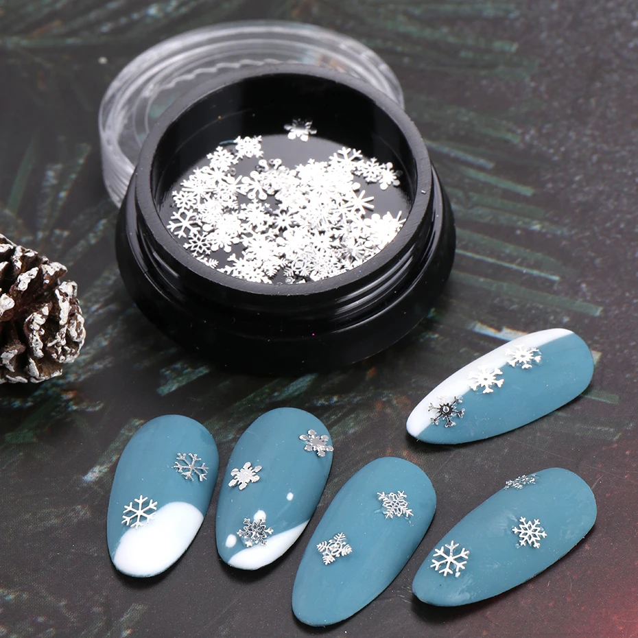 Winter Christmas Silver Mix Snowflakes Nail Glitter Sequins Nail Art Paillette  Supplies Tips Manicure Decoration Accessories