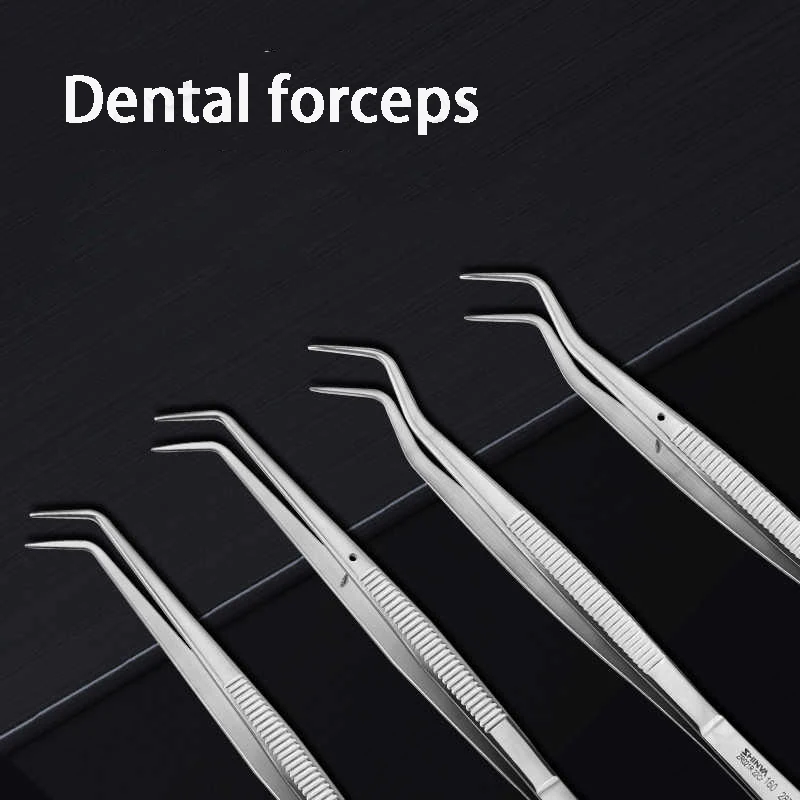 16-Centimeter Stainless Steel Curved-Nose Dental Forceps