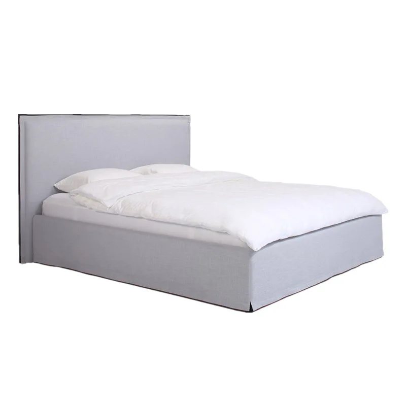 

Style master bedroom double bed, Nordic 1.5 meters 1.8 meters white fabric soft bed removable and washable