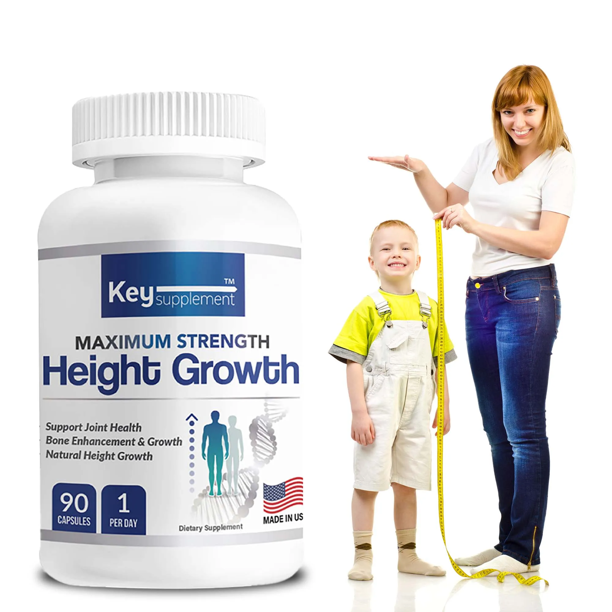 Natural Height Growth Calcium Vitamin D Supplement Vegetarian Capsules, Increase Bone Strength, Height Promoter Capsules