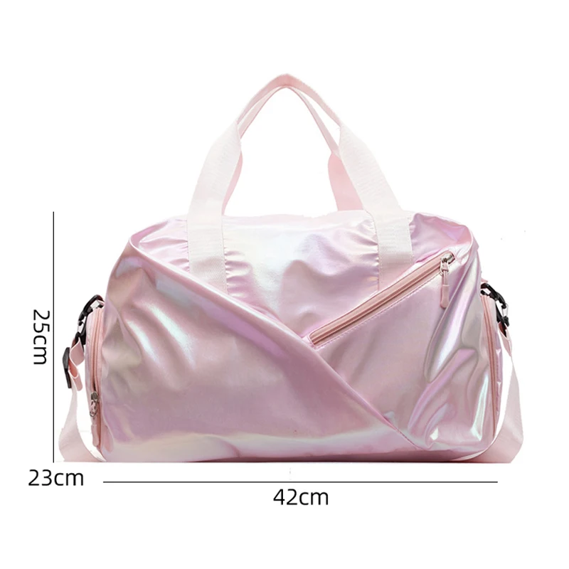 حقيبة يد لامعة حقيبة اللياقة البدنية الصالة الرياضية اليوغا حقائب التدريب النساء الرقص Crossbody حزمة مع جيب الأحذية سعة كبيرة السفر القماش الخشن #4