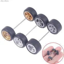 1/64 Wheels For Hotwheels with Rubber Tire Model Model Car Modified Parts Toys Power RefitCar model 1set(4 wheels+2 axle wheels)