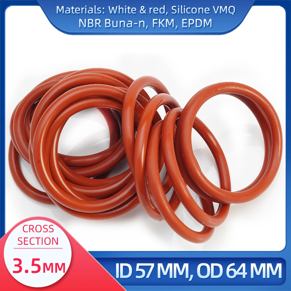 

O Ring CS 3.5 mm ID 57 mm OD 64 mm Material With Silicone VMQ NBR FKM EPDM ORing Seal Gaske