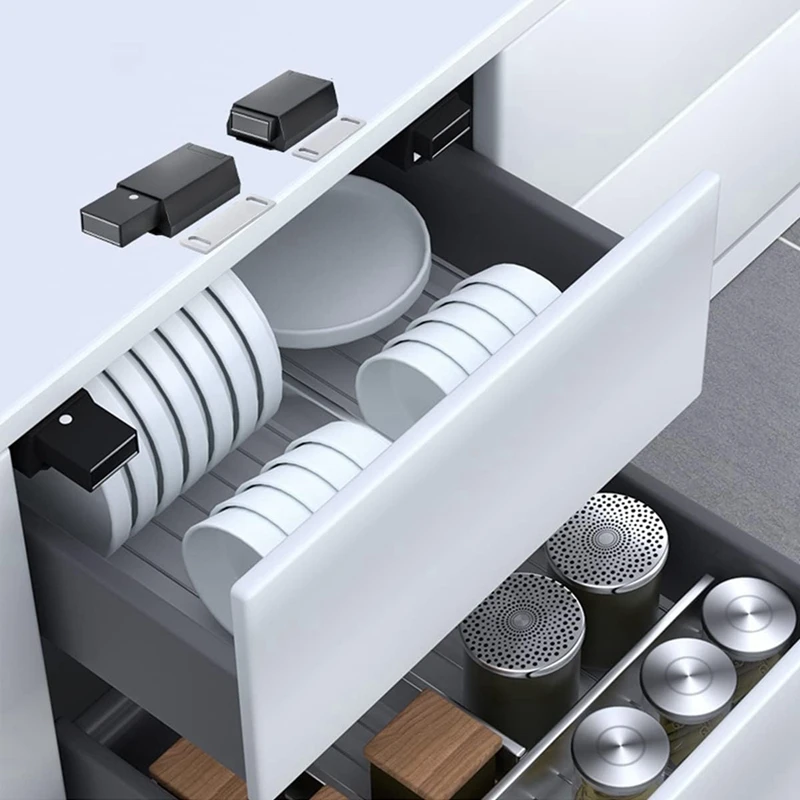 ドア用の頑丈なプッシュラッチとロック、ラッチとキャッチ、マグネットプッシュリリース、引き出しプルチップ、白と耐久性、2パック