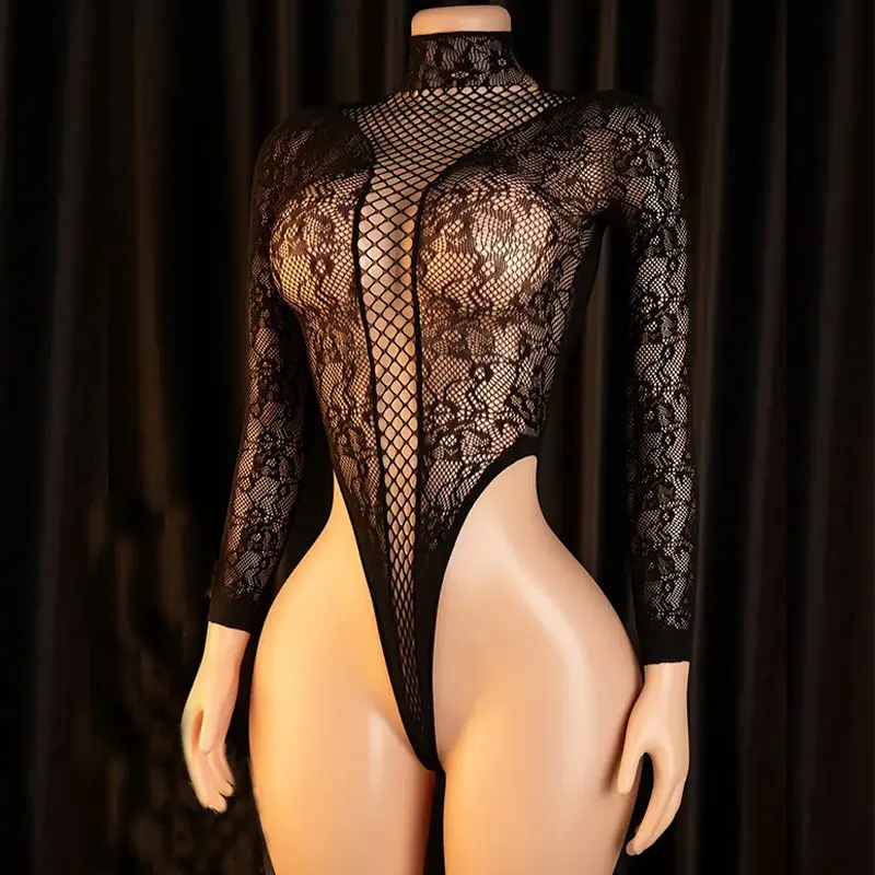 Sexy Beach Cover Up Tops For Woman Crew Neck Large Backless Curve Underwear Hollow Out Bodycon Body Suit Sheer Summer Swimwear