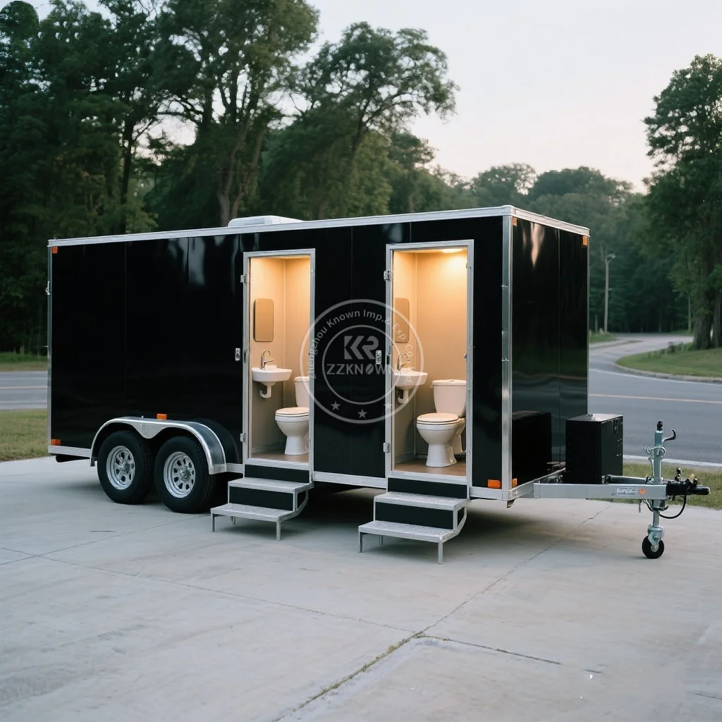 

Portable Mobile Toilet Trailer Home Party Toilets Outdoor Mobile Flushing Toilet Truck with Urinal Waste Tank