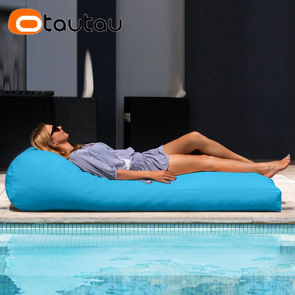 OTAUTAU 2-seat Outdoor Bean Bag Pouf Cover No Filler Waterproof Beach Garden Camp Chaise Lounge Sofa Bed Swimming Pool Puff Sac