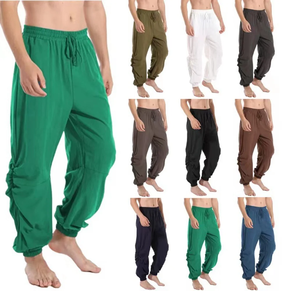 Pantalones pirata para hombre adulto, traje Vintage Medieval renacentista, holgado, color negro y marrón