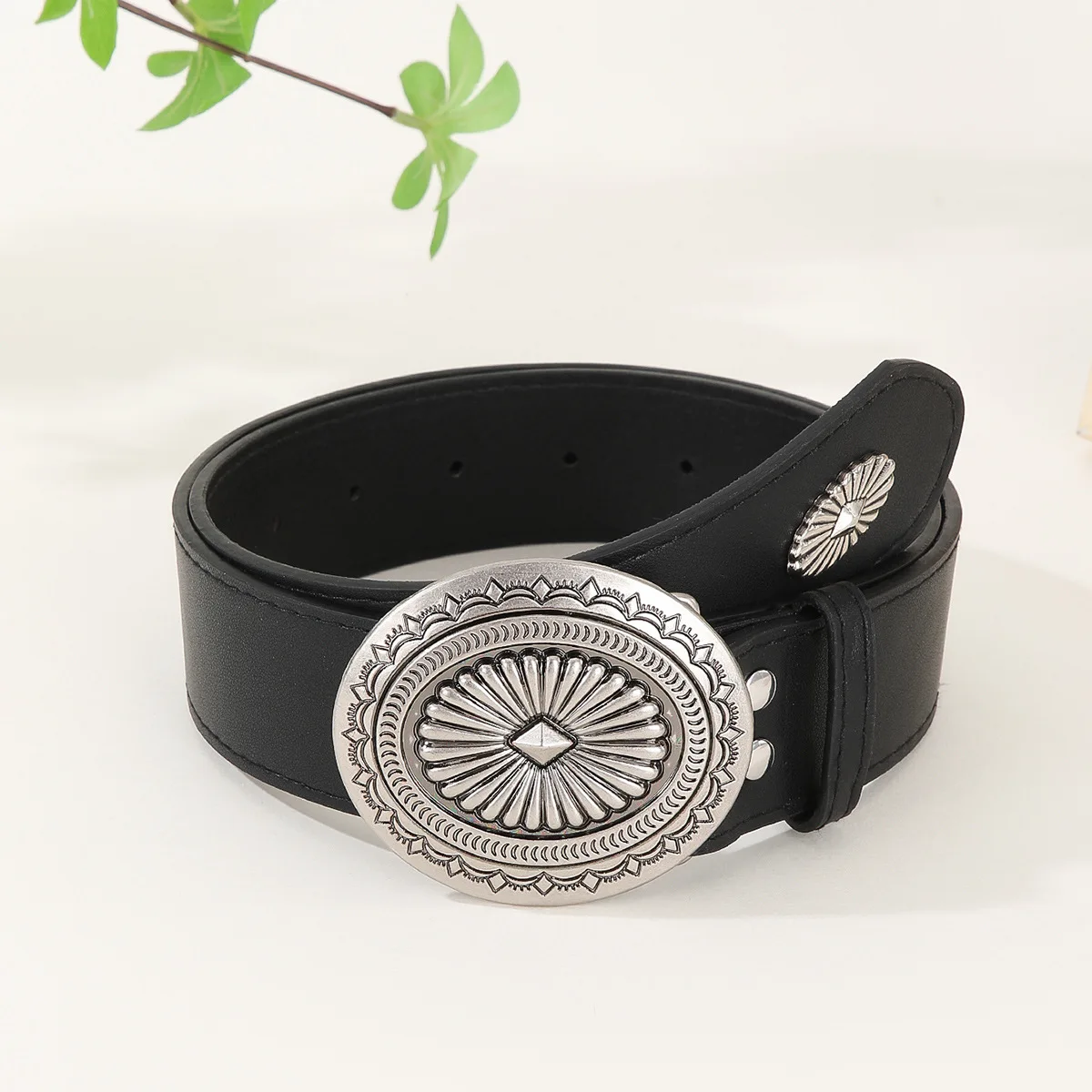 Ceinture à double anneau en PU pour femmes et filles, ceinture sauvage, broche en cœur en métal, robe de loisirs, jeans, mode, environnement