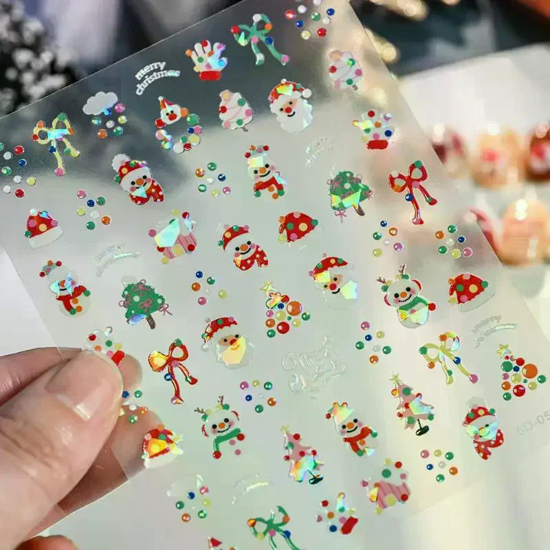 5D الليزر الإغاثة عيد الميلاد مسمار ملصقات الثلج سانتا كلوز الأيائل شجرة عيد الميلاد مسمار الشارات تنقش الشتاء عيد الميلاد مجموعة تشذيب الأظافر #3