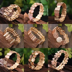 Fashion Drip Oil Geometric Elastic Bracelet for Women Accessories New Trendy Gold Color Bangle Daily Party Prom Jewelry Gifts