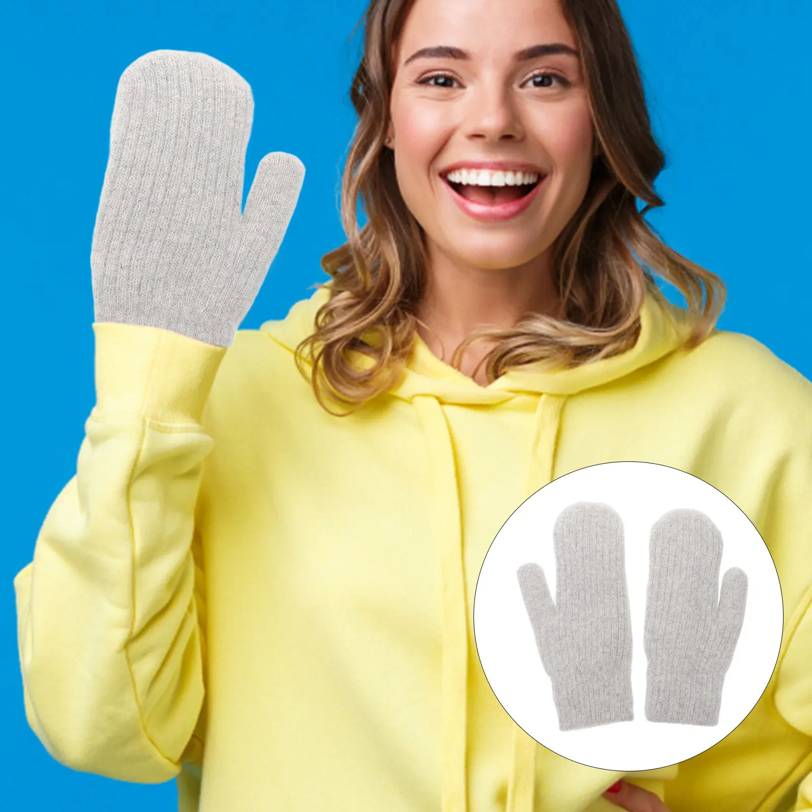 

1 пара теплых вязаных перчаток с флисовой подкладкой для взрослых, ветрозащитные, утепленные, с полным покрытием пальцев, для зимних прогулок, катания на лыжах и активного отдыха на природе