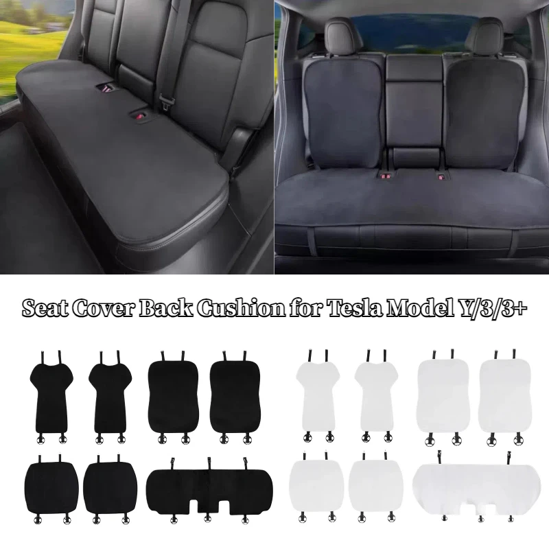 7PCS for Tesla Model Y/3/3+ Flannel Seat Cover Back Cushion Breathable Sweatproof Four Seasons Mats Seat Pad Car Accessories