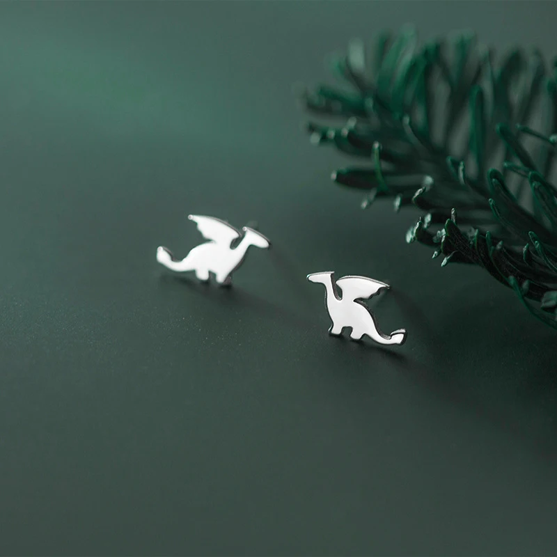 Modian Cute Animal Dinosaur Stud Earrings for Women 925 Sterling Silver Tiny Korean Girls Earings Accessories Jewelry Oreilles