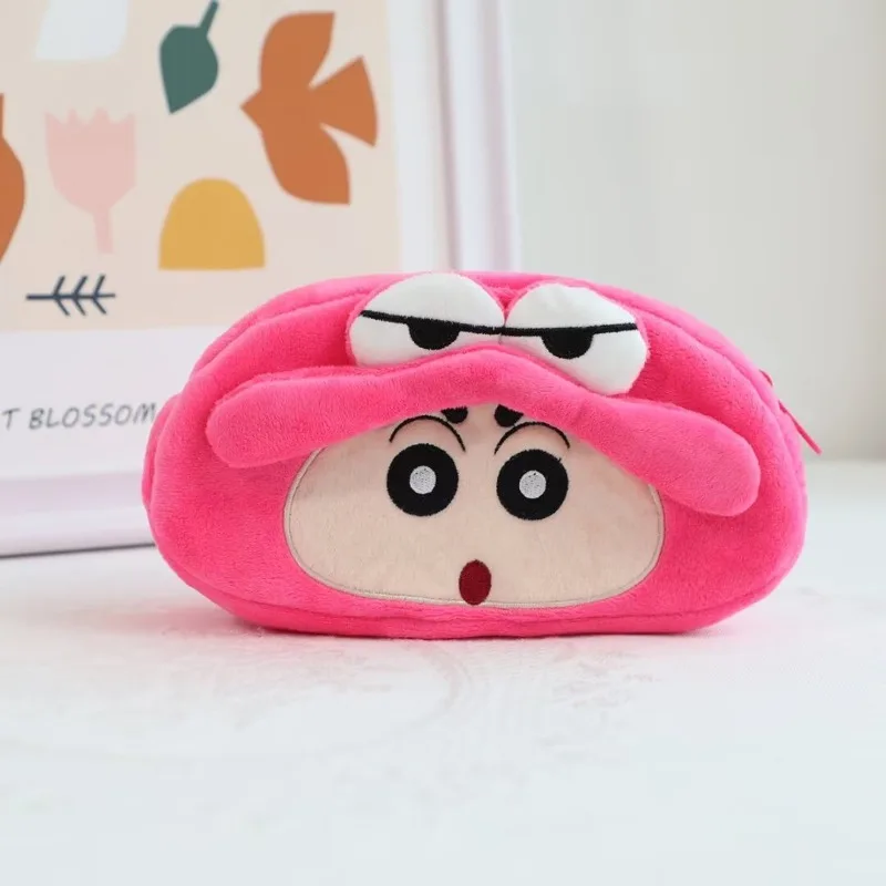 Crayon Shin-chan Waniyama San Pencil Bag Plush Pen Pouch Cartoon Cute Stationery Storage Bags Women Creative Cosmetic Organiser