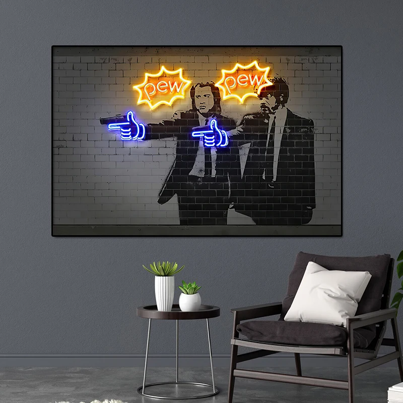 1 Stück rahmenloser Neon-Kunstdruck auf Leinwand, Racing-Graffiti Abstrakte Wandkunst Bild Leinwandkunst Poster und Drucke für Wohnzimmer