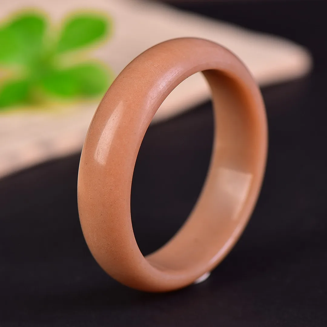 Natural Red Golden Silk Jade Bangle for Women Wide Smooth Band Polished Gemstone Bracelet Healing Crystal Jewelry Gift