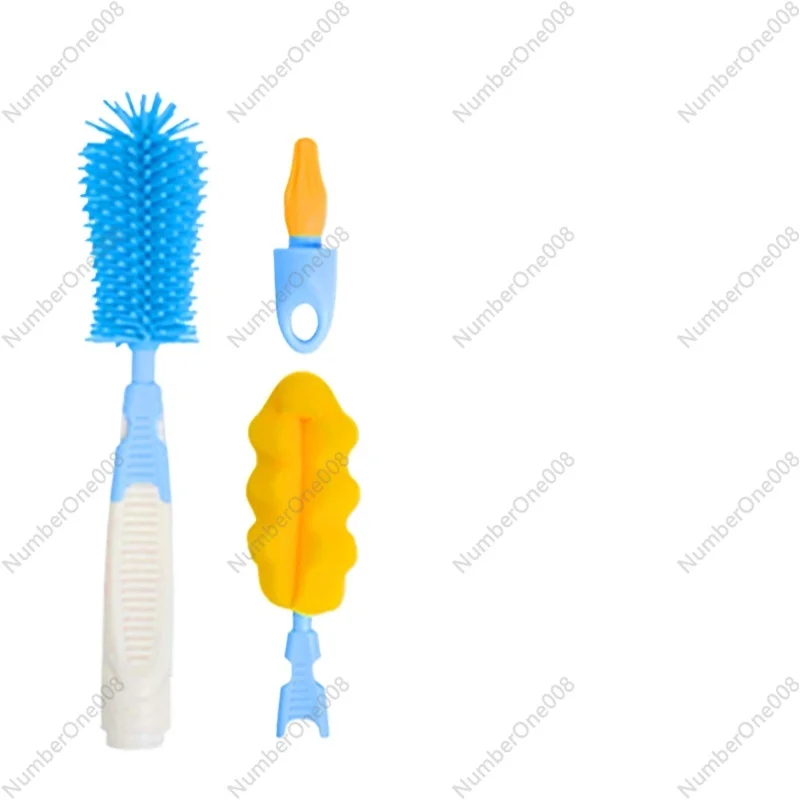 

Multifunctional Bottle and Nipple Brush Sponge Bottle Brush Silicone Nipple Cleaning Brush 3-Piece Set