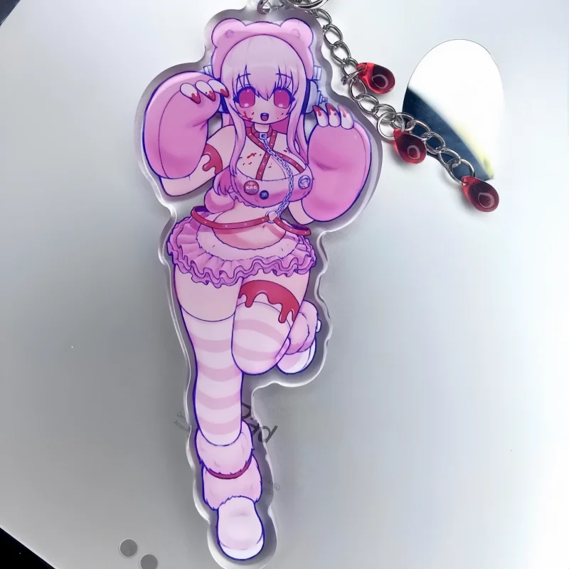 Super Sonico X Gloomy Bear Y2K Anime Vkei Moe Acrylic Keychain Charm Collectible