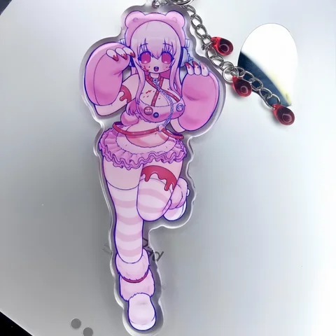 Super Sonico X Gloomy Bear Y2K Anime Vkei Moe Acrylic Keychain Charm Collectible