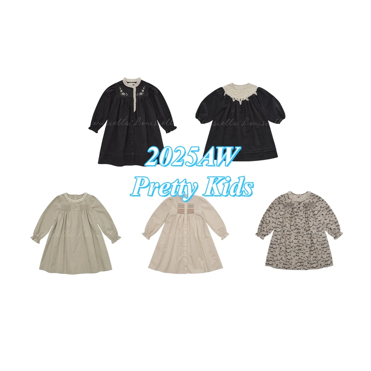 

In Stock! Girls Dress 25LOU Autumn/Winter New Girls Dress Long Sleeves Embroidery Princess Dress Embroidered Lace Clothes