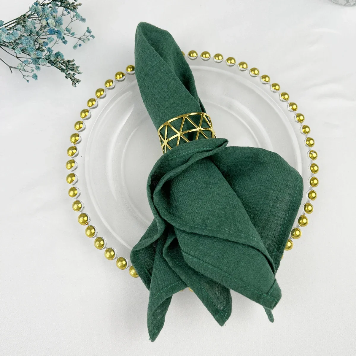 Wholesale 50pcs 30x45cm 100% Cotton Sage Green Napkin Reusable Wedding Party Christmas Table Decor Retro napkins