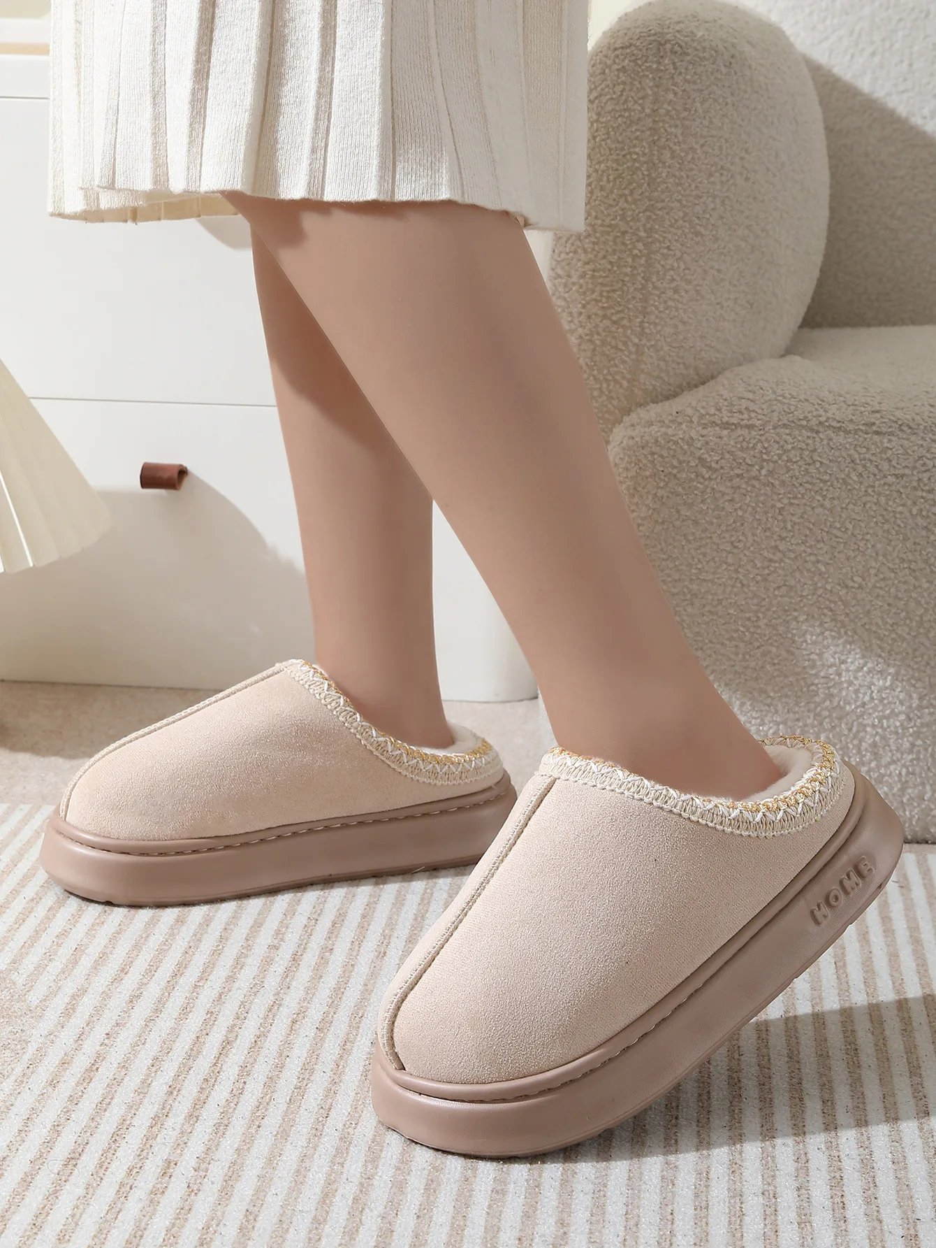 موضة الشتاء المرأة النعال التمهيد غامض الفراء المضادة للانزلاق لينة وحيد في الهواء الطلق داخلي دافئ الراحة أحذية منزلية أحذية الثلوج #5