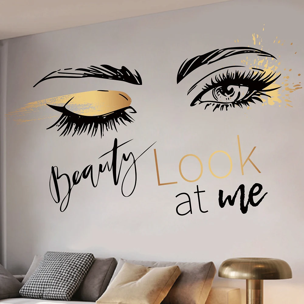 look at me beauty Wall Art Sticker Modern Wall Decals Quotes Vinyls Stickers beauty eyes Wall Stickers Home Decor Living Room