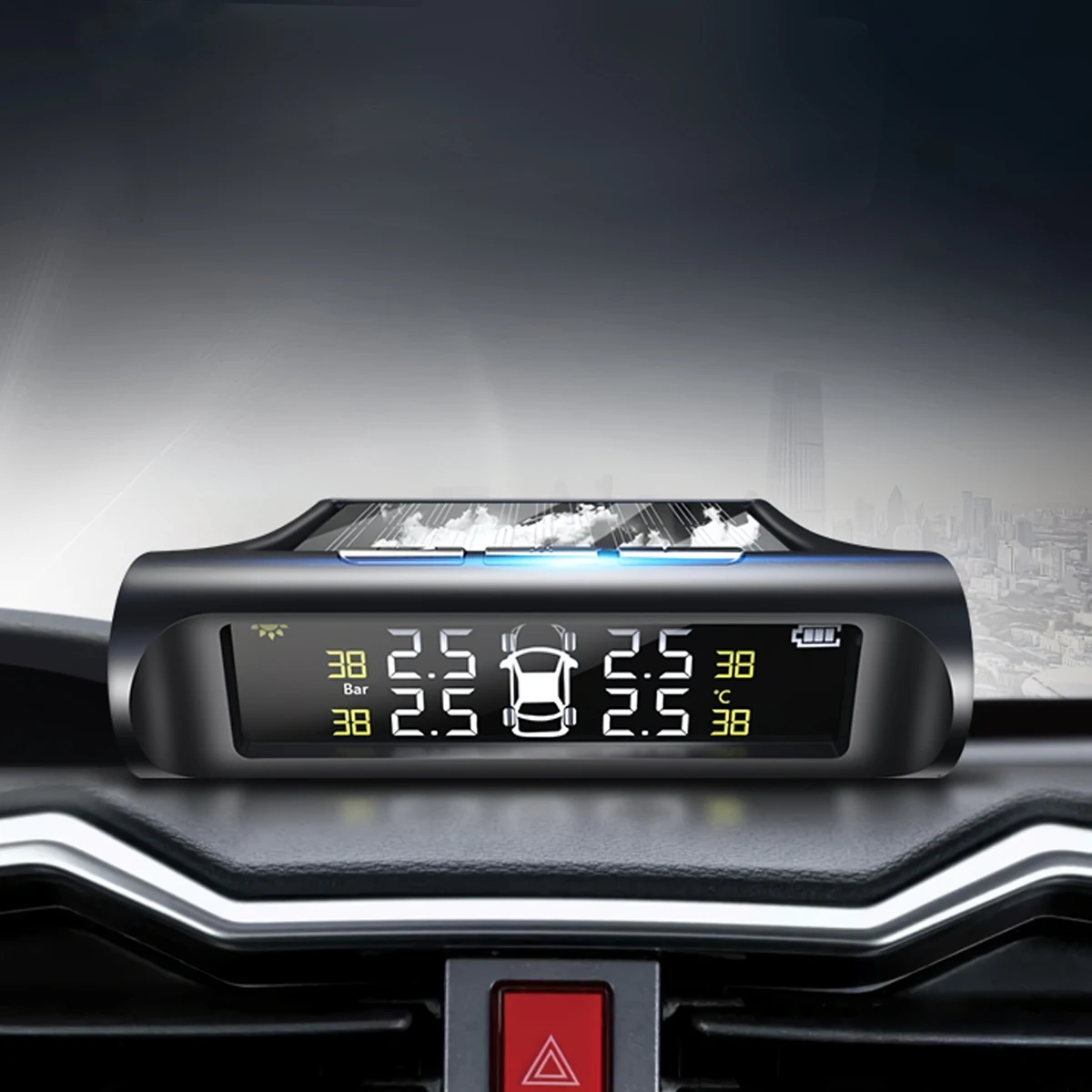 

Solar Powered Universal System High Accurate Tire Pressure Monitoring 4 Tires Color Display Tire Monitor System