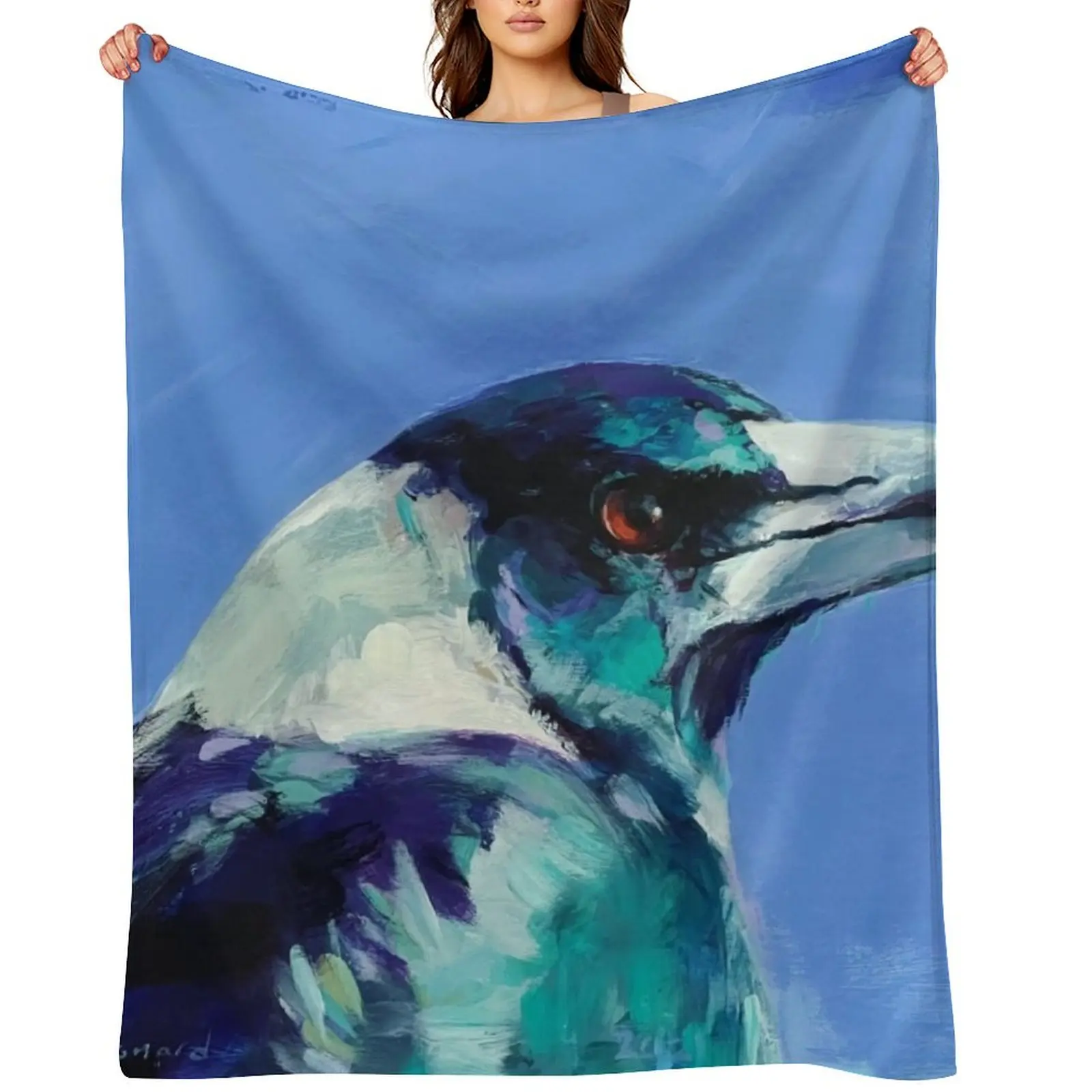 

One of the Locals - acrylic magpie painting. Throw Blanket Luxury Throw sofa bed Luxury manga Blankets