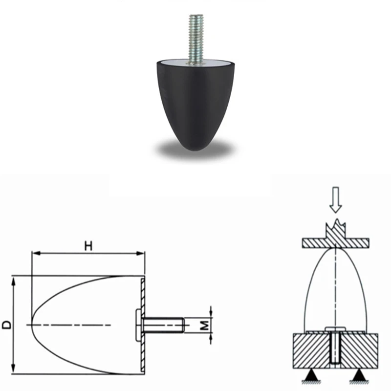 Thread Rubber Mount, VP M6 M8 M10 Cylindrical Shock Absorber Isolator Mount Female Vibration Bobbin Damper Rubber Mounting Feet