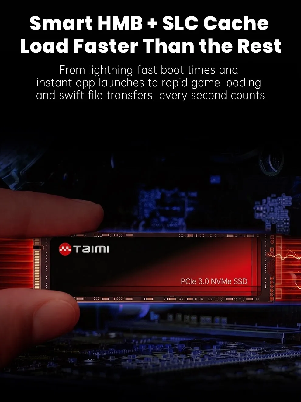 Taimi PCIe Gen3x4 NVMe M.2 2280 SSD, bis zu 3500 MB/s Lesegeschwindigkeit und 3000 MB/s Schreibgeschwindigkeit, für Gaming, Laptop, PC, Desktop-Workstation – Detail 4