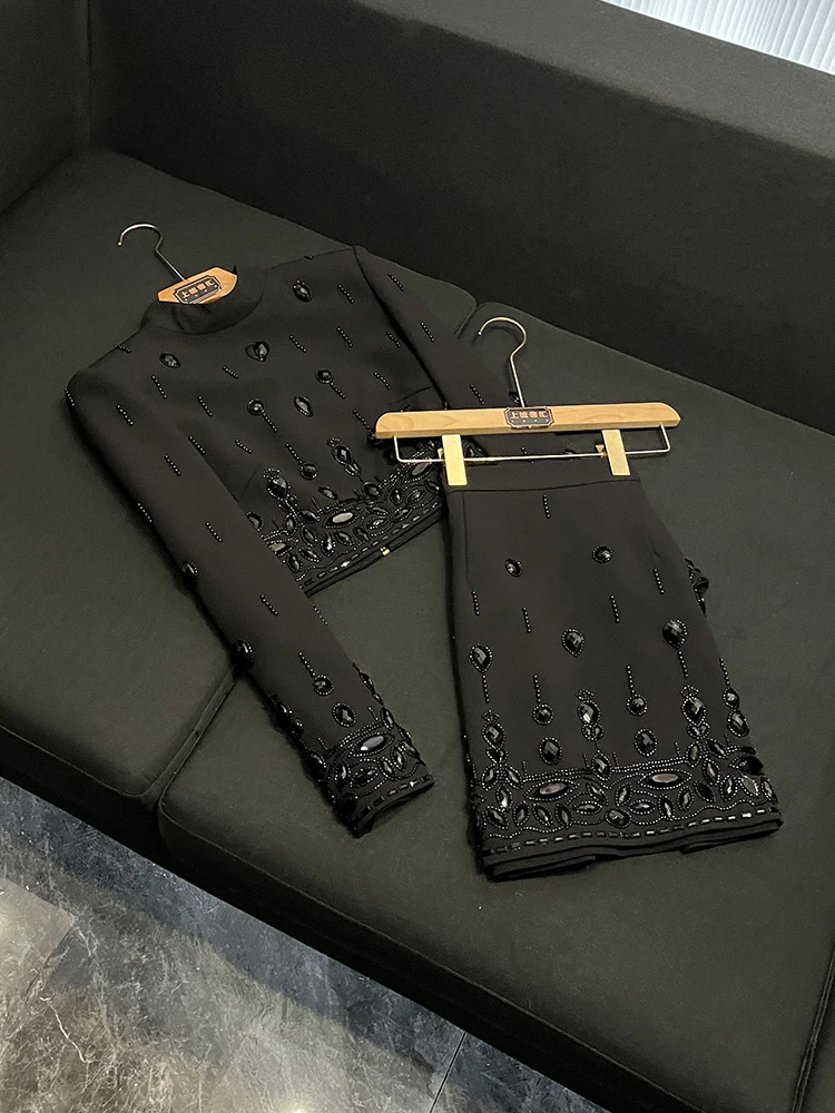 

Heavy Embellied ort Diamond Embedded f Комплект юбки Celebri Faion Новое поступление Комплект из двух предметов A0 Женский Busin Ca...