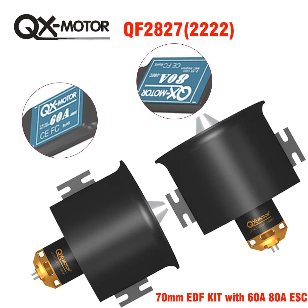 

QX-MOTOR 70 мм Ducted Fan EDF 12 Blade с бесщеточным Мотором и бесщеточным ESC 60A / 80A для фотозапчастей