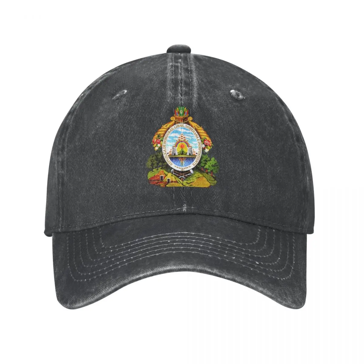 

Men Baseball Cap Honduras Emblem Charcoal Washed Denim Classic Vintage Cotton Dad Trucker Hat Unisex Adult