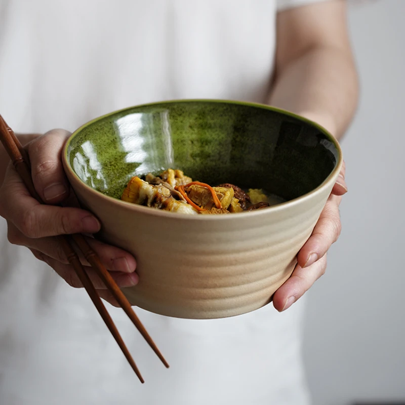 

Japanese Retro Eating Bowl Underglaze Colored Terra Cotta Bowl Restaurant Hotel Profiled Ramen Bowl Salad Bowl Rice Bowl Home