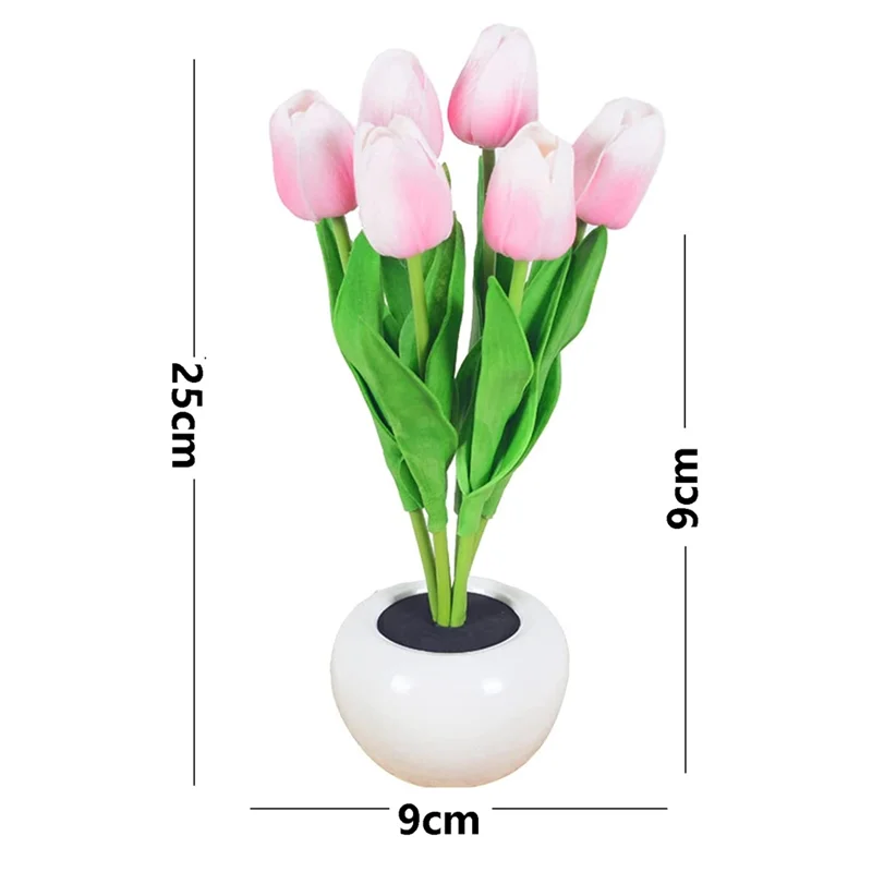 Tulip Lamp, New Table Lamp LED Simulation Tulip Night Light with Vase, Table Lamp Decoration Home Living Room,B