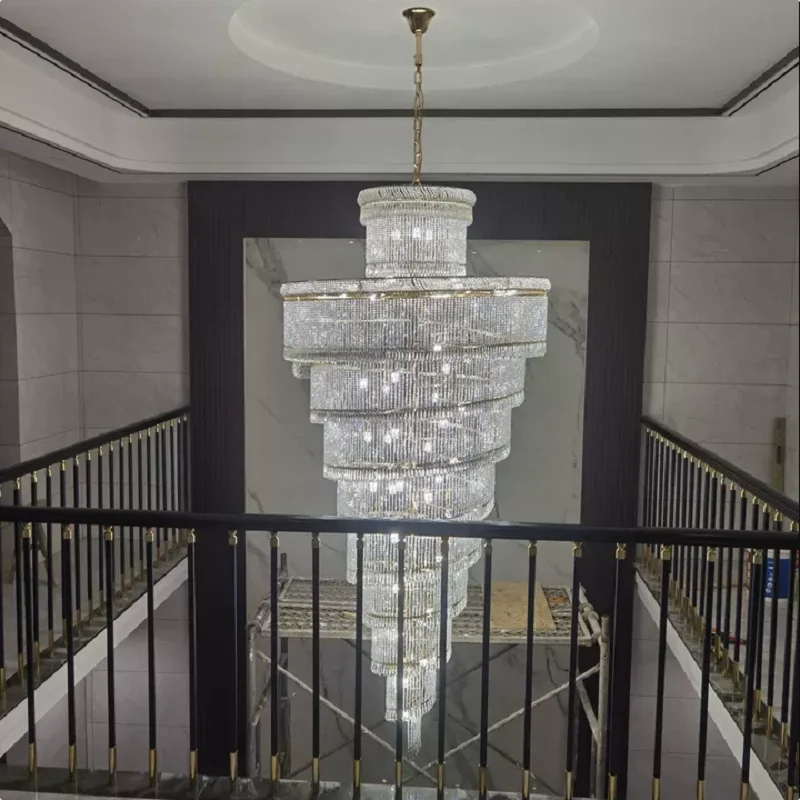 

Luxury staircase Crystal Chandelier Hotel Lobby decoration Project Lighting loft crystal lights