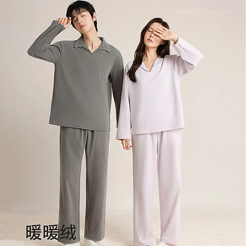 

Pijama Mujer, утепленная теплая одежда для сна, осенне-зимний комплект для пар, бархатная женская домашняя одежда с длинными рукавами