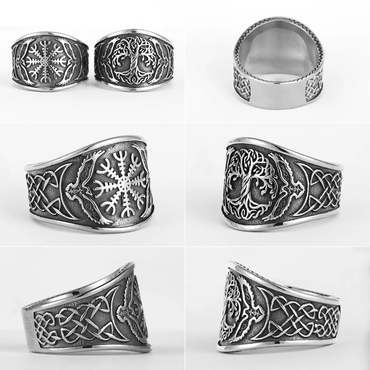 Bagues Classiques Viking en Grain de Bois pour Hommes, Accessoires de Bagues Classiques Viking en Grain de Bois pour Hommes, Accessoires de