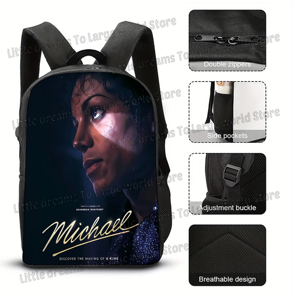 Michael Jackson Backpacks Student 3D Printing 16inch School Bags