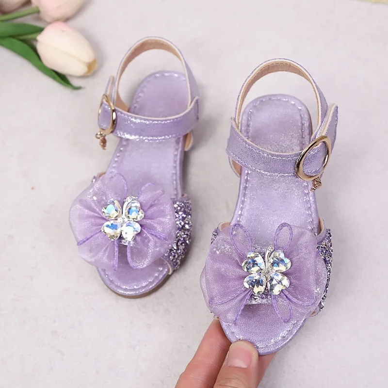 Kinder Prinzessinnen-Sandalen Süße Spitzen-Schleifen Mädchen Tanzschuhe Glänzende Pailletten 2026 Sommer Neue Kinder-Modeschuhe für Party Hochzeit – Detail 6
