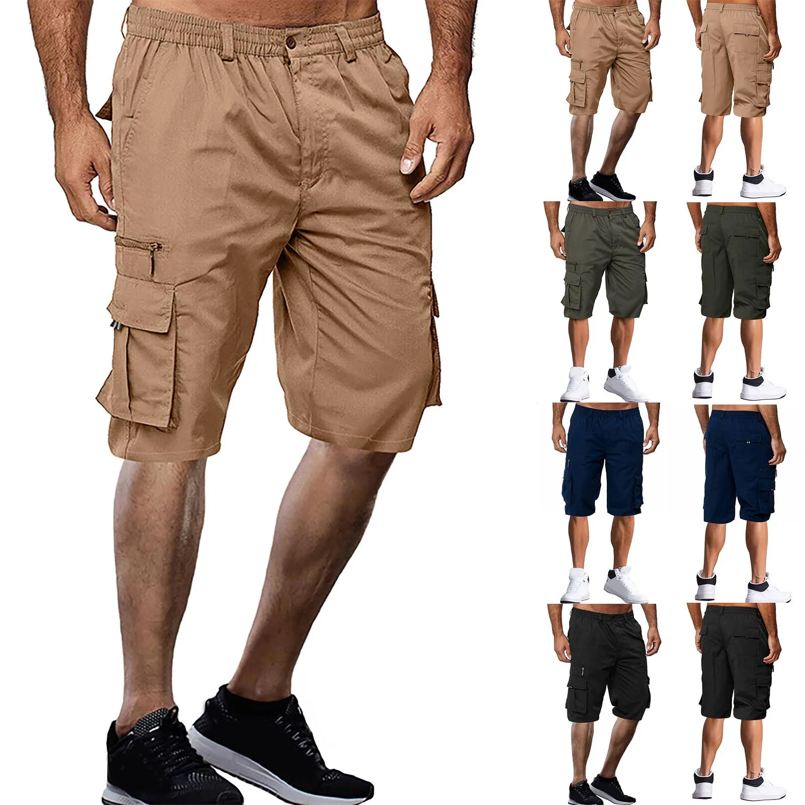 2024 Summer Cargo Shorts Men Buttons Loose Casual Multi-pocket Shorts Streetwear Hip Hop Shorts Pantalones Hombre